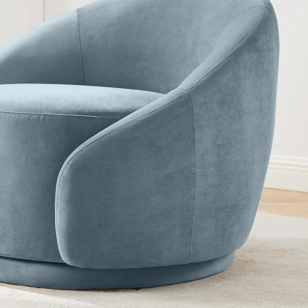 Swivel Barrel Chair, Upholstered Modern Round Accent Arm Chairs, 360° Swivel Single Sofa Armchair for Living Room and Bedroom,