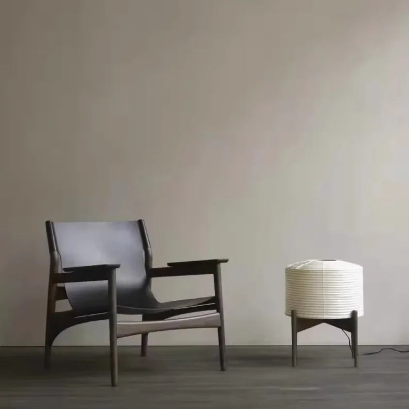 Japanese wabi-sabi style chair, Danish casual single chair, simple modern small apartment solid wood canvas chair