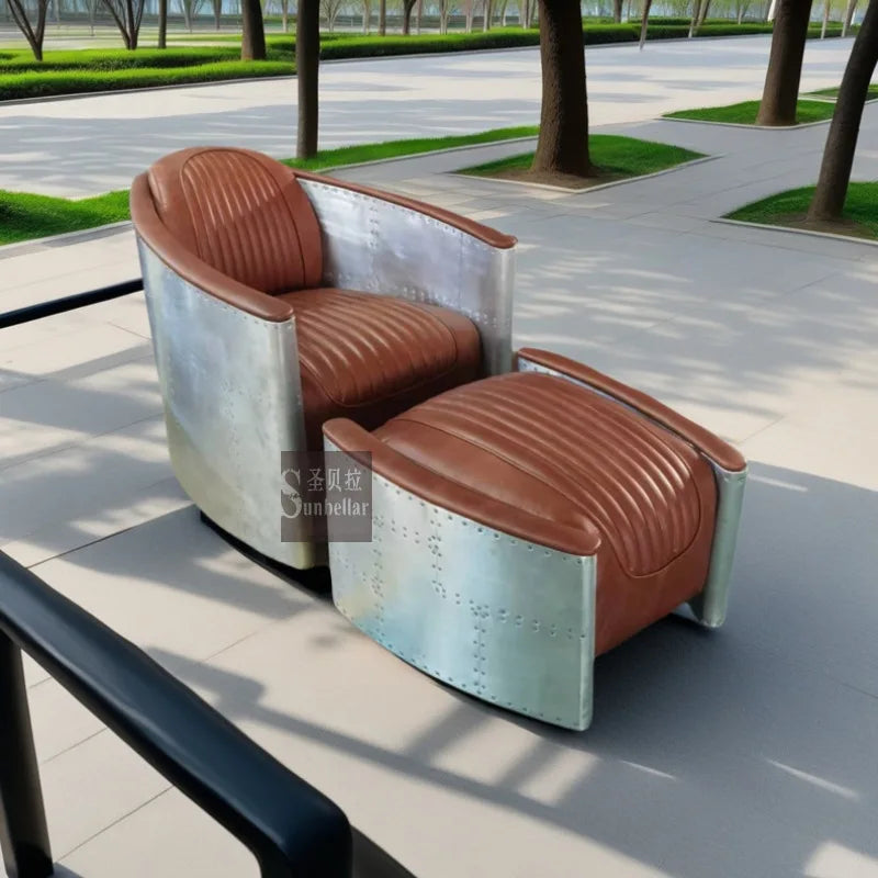 American retro industrial style casual sofa chair with pedal living room bedroom