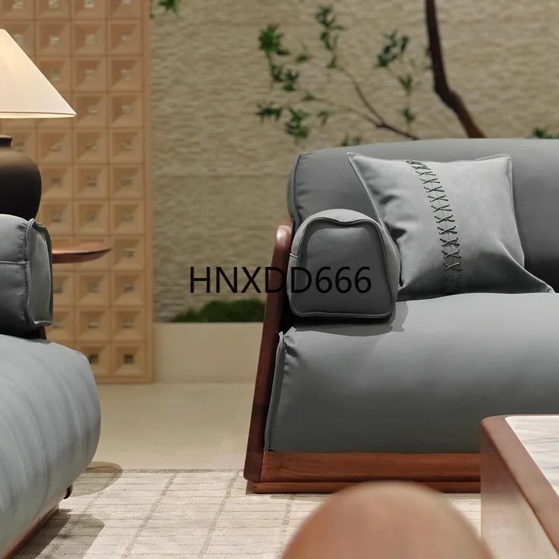 Light luxury sofa living room high-end walnut