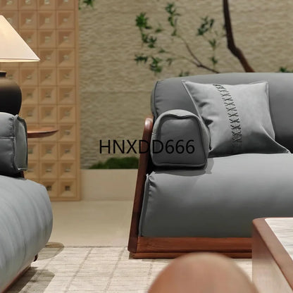 Light luxury sofa living room high-end walnut