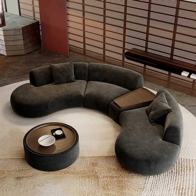 Semicircular curved special-shaped sofa black office beauty salon hotel lobby business rest area reception negotiation