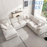Modular Sectional Sofa, Modern Oversized Cloud Couch with Movable OttomanComfy Couches, 7 Seater L-Shaped Sofas