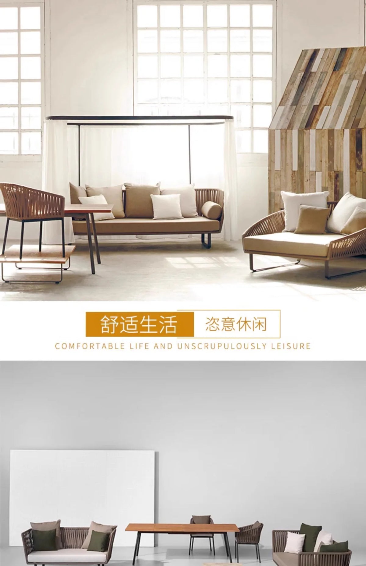 Outdoor Sofa Sunscreen Waterproof Courtyard Terrace Balcony Leisure Rattan Chair Sofa Double Card Seat Rattan Sofa Furniture