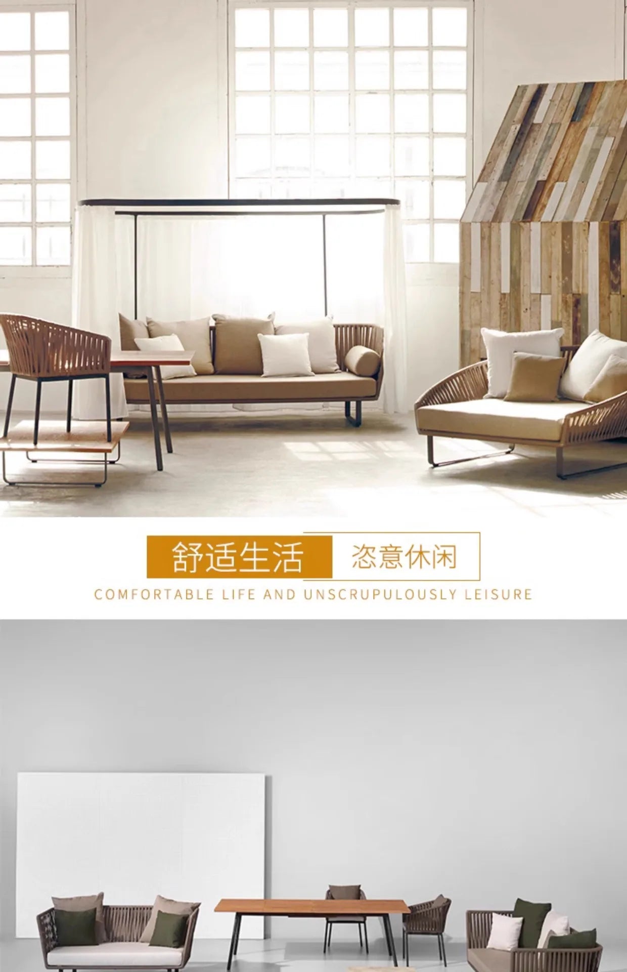 Outdoor Sofa Sunscreen Waterproof Courtyard Terrace Balcony Leisure Rattan Chair Sofa Double Card Seat Rattan Sofa Furniture