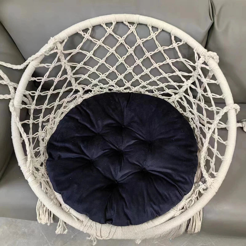 Hammock Hanging Swinging Chair,Hanging Cotton Rope Swing Chairs with Cushion and Hardware Kits, Hanging Chairs for Indoor