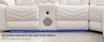 QAZ8-Power Recliner Sectional Sofa Couches with Bass Speakers Living Room.Leather Reclining Corner Sectionals Sofa Couch Sets wi