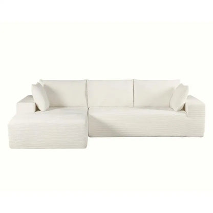 Convertible Sectional Sofa in Soft Corduroy, Modern Cozy Couch with Full Foam Cushioning, Comfortable Sleeper Sectional for