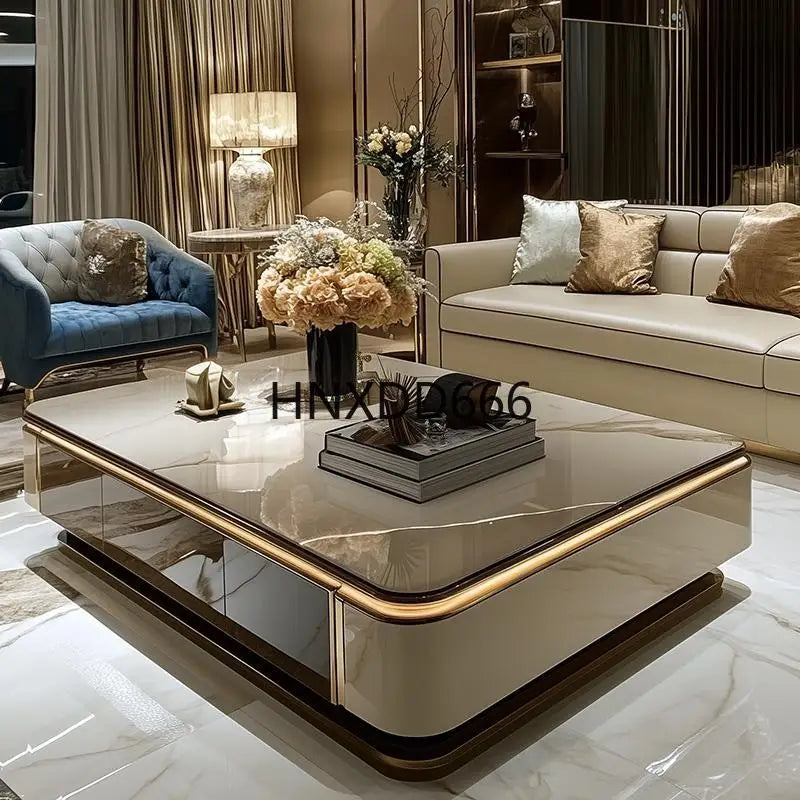Microcrystalline stone large apartment flat living room coffee table marble