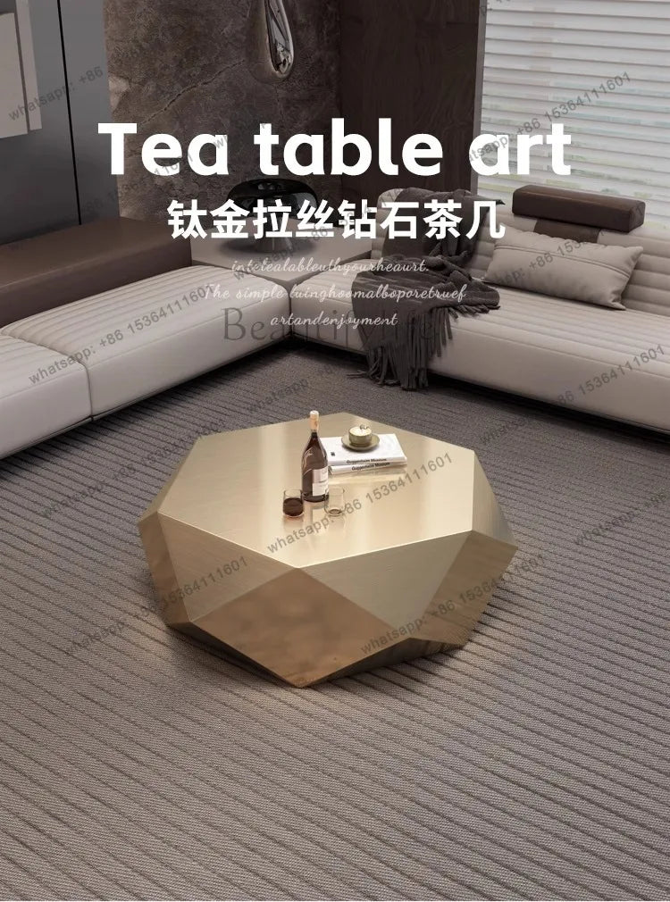yj9 Golden diamond coffee table advanced sense modern simplicity special-shaped light luxury living room home Italian minimalist