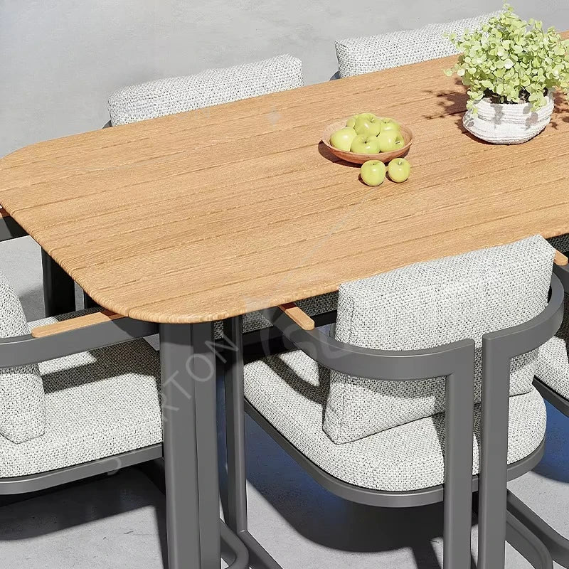 Factory Luxury Outdoor Furniture Patio Teak Wood Dining Sets Garden Table and Chairs Set for Hotel Restaurant Used