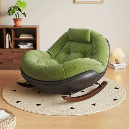 Modern Teddy Fleece Rocking Chair Upholstered Leisure Rocker Lounge Chair For Living Room Bedroom Balcony