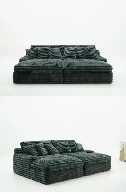 Ultra Wide Deep Plush Fabric Sofa for Large Villas Living Room,  Luxury Super Large Plush Sofa for Cinemas Big Sofa