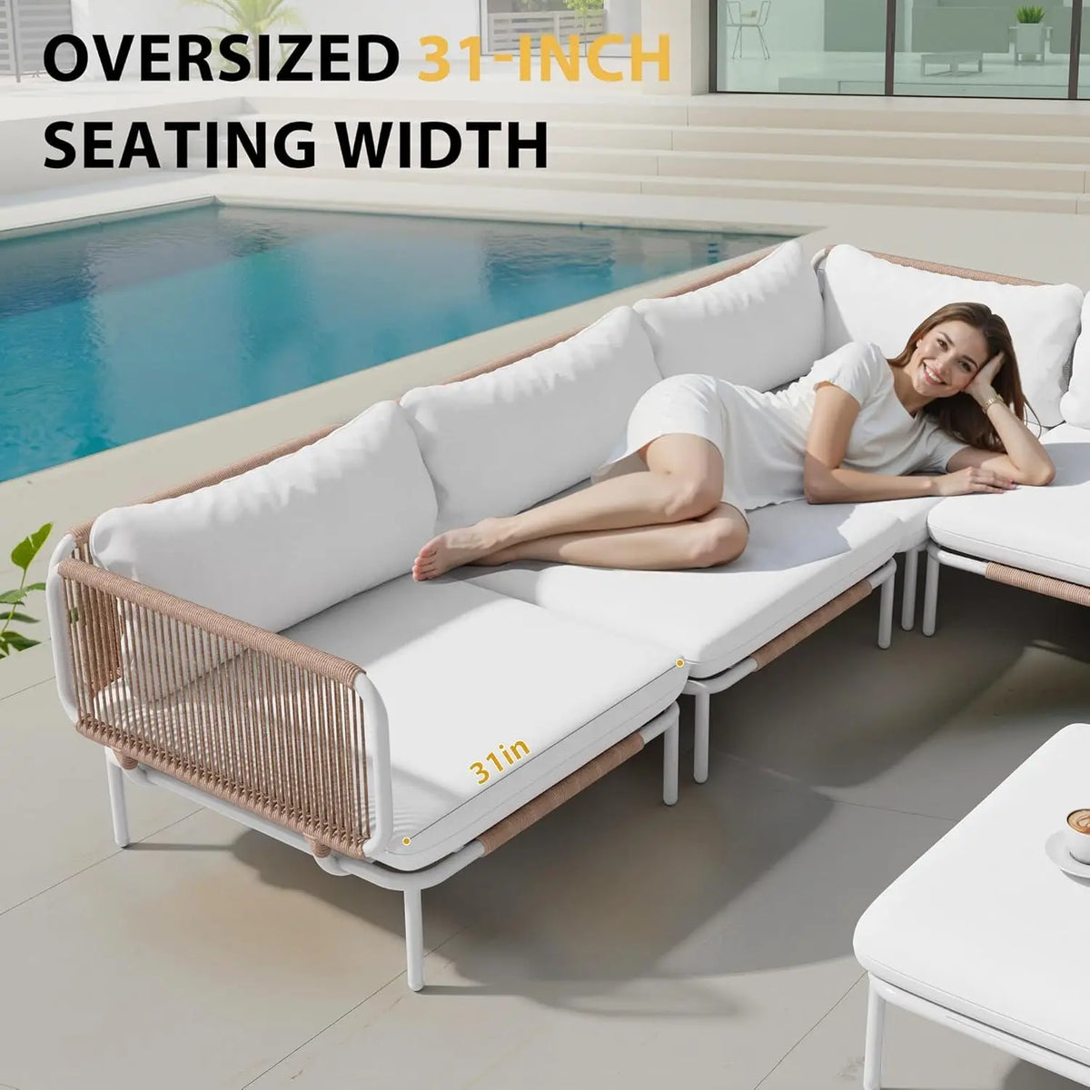 4 Piece Modern Outdoor Sectional Sofa, 31