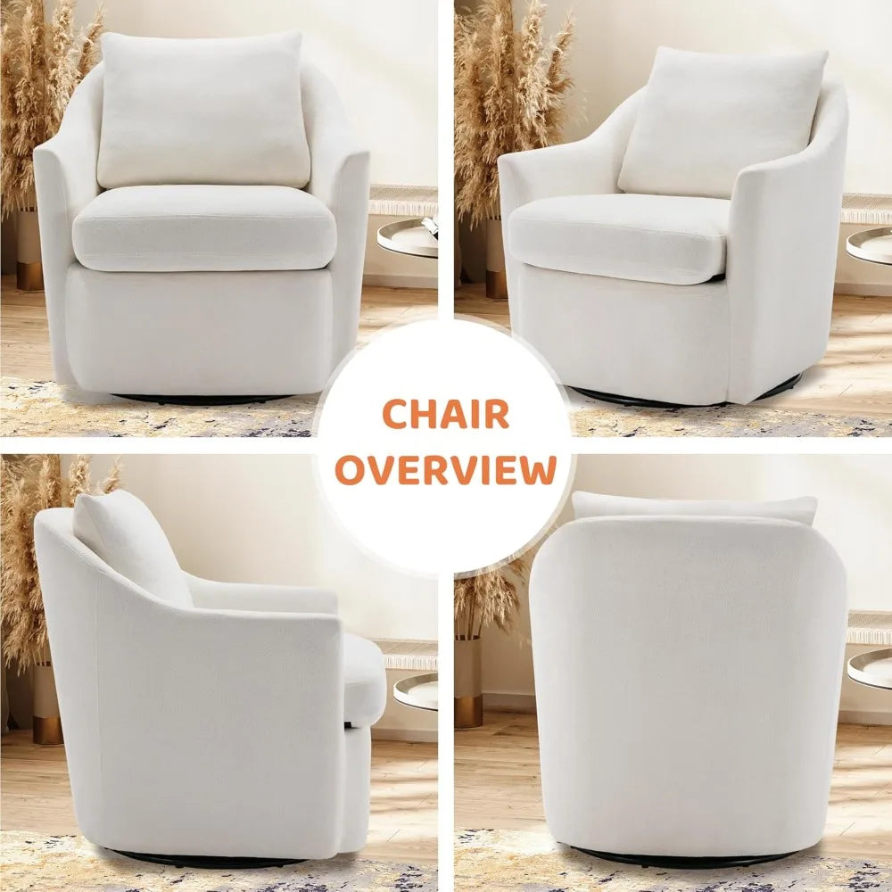 Swivel Accent Chair, Living Room Chair Upholstered 360° Swivel Chair Modern Reading Armchair for Bedroom/Office/Nursery,