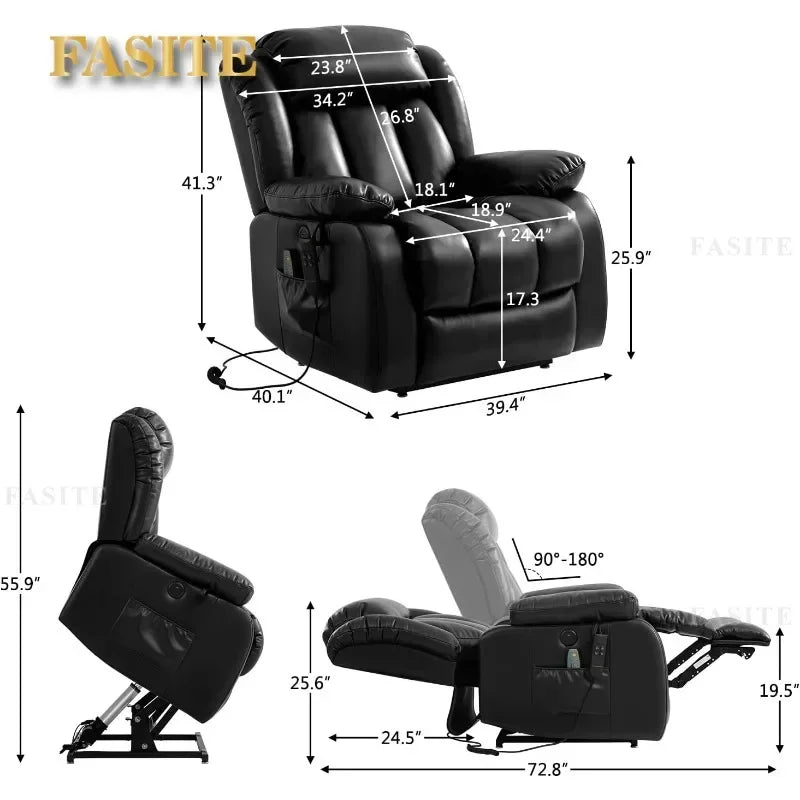 Infinite Position Power Lift Chair Lay Flat Recliner Dual Motor Sleeper Chair With Massage And Heating For Elderly Controllable