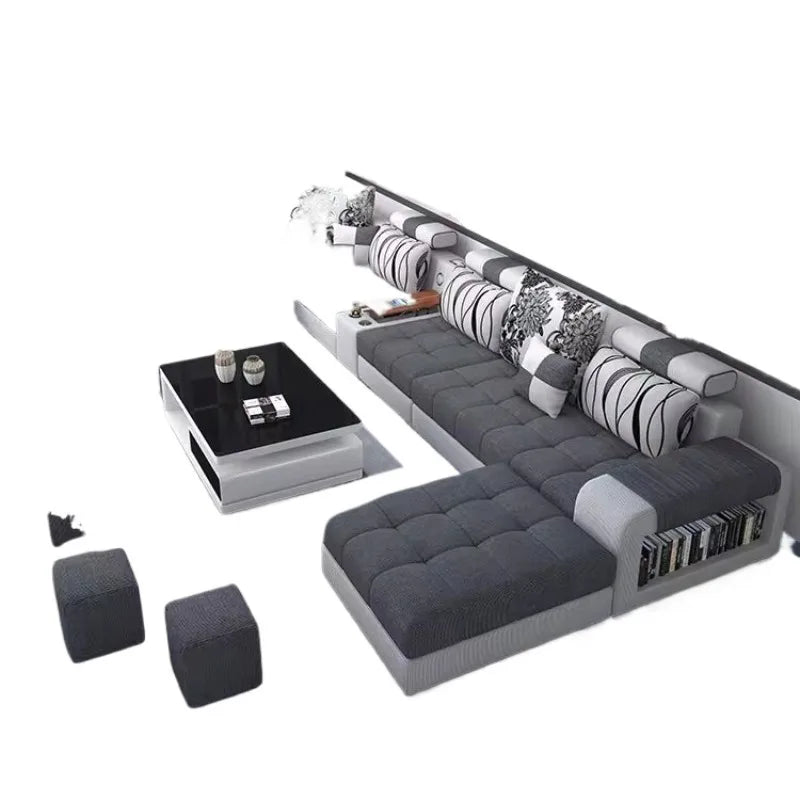 Living room fabric sofa Modern simple home corner sofa Furniture combination Solid frame fabric sofa