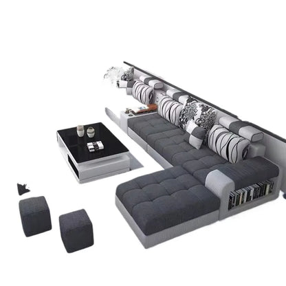 Living room fabric sofa Modern simple home corner sofa Furniture combination Solid frame fabric sofa