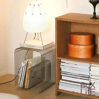 Modern Scandinavian Metal Coffee Table - Sleek Minimalist Living Room Furniture with Magazine & Book Storage Side Table