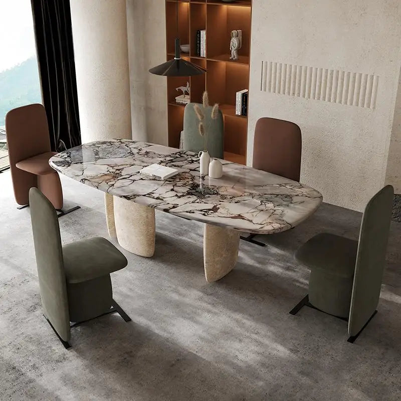 Italian Minimalist Marble Dining Table, Nordic Designer Modern Kitchen Table for Home, Customizable, Safe,, Artful Style
