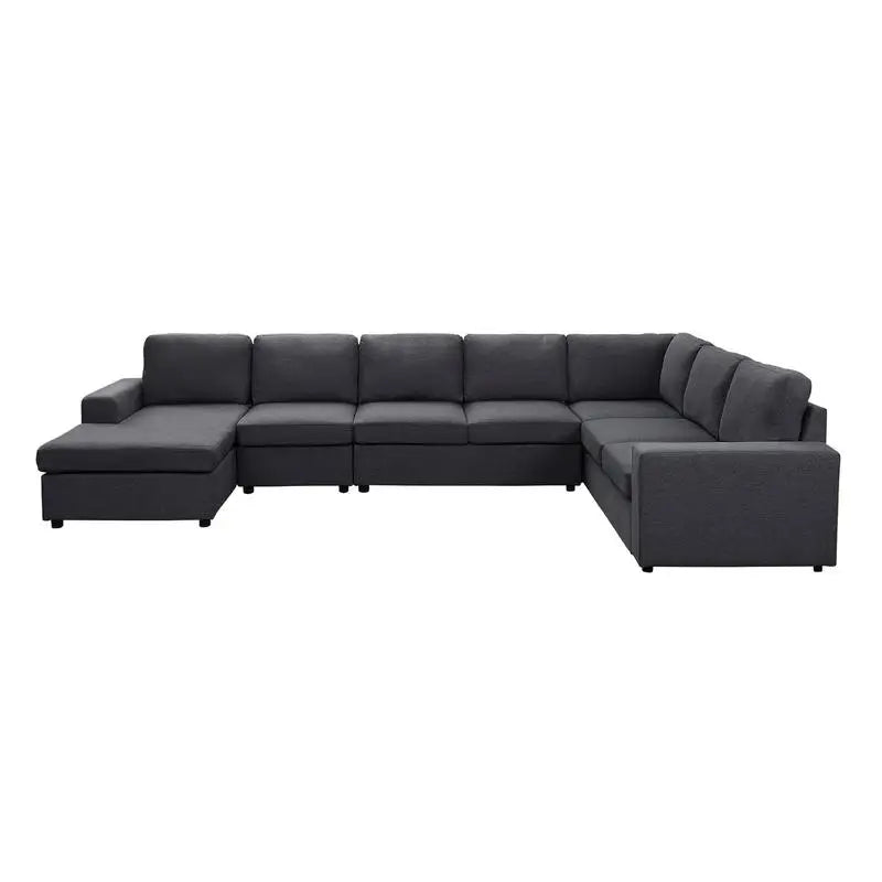 Modular Sectional Sofa with Reversible Chaise in Dark Gray Linen - Ideal for Living Room Comfort and Versatility, Stylish