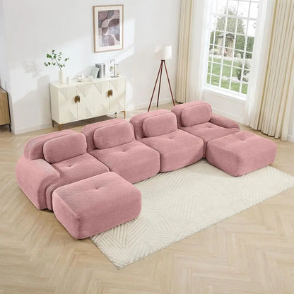 Pink Ottoman for  Sectional Soa, Corduroy Deep Seat or Oversized Compred BonelSectional Couches or Living Room Bedroom ,only  Ottoman