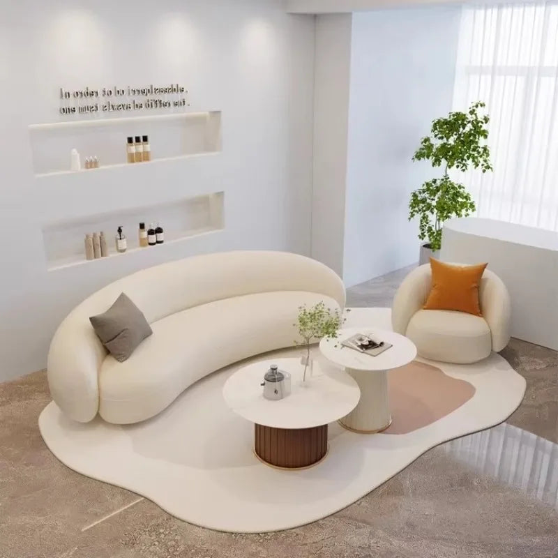 Cream curved sofa soft sofa living room bedroom dual use