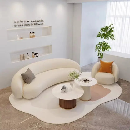 Cream curved sofa soft sofa living room bedroom dual use