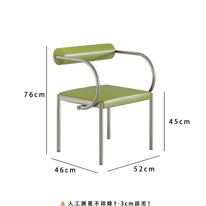Mid-Century Designer Chair Industrial Metal Dining Seat Bedroom Vanity Stool with Backrest Stainless Steel Office Chair for Home