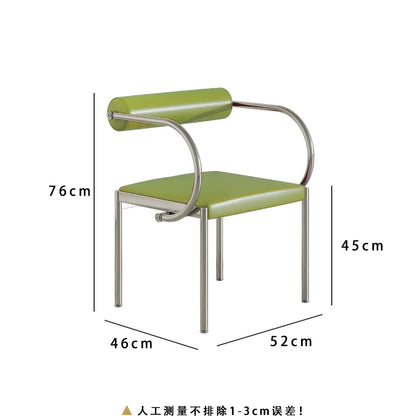 Mid-Century Designer Chair Industrial Metal Dining Seat Bedroom Vanity Stool with Backrest Stainless Steel Office Chair for Home