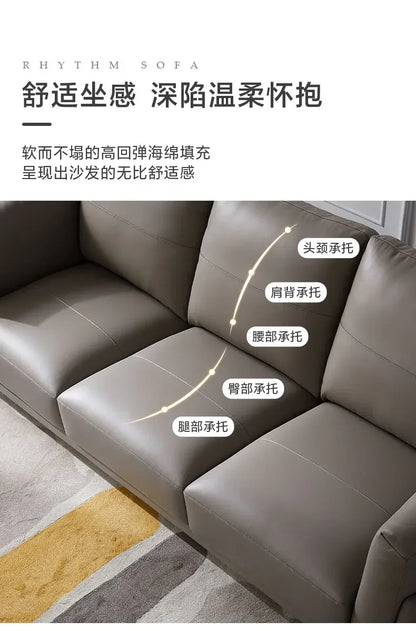 Italian simple style small apartment living room leather sofa