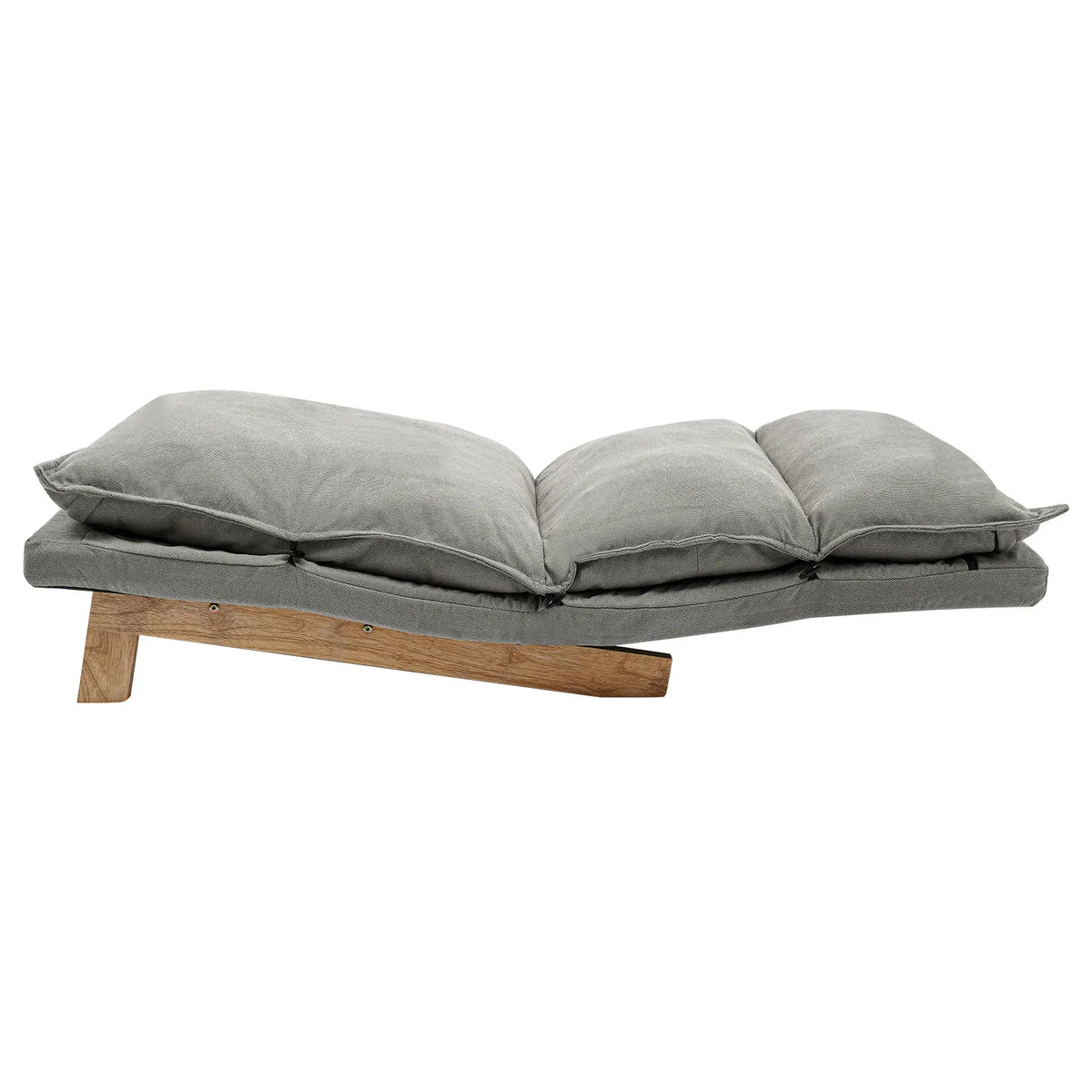 Lounge Chair, Single Lazy Sofa with Ottoman, Leisure Balcony Adjustable Recliner, 5-Position Adjustable Backrest, 330 lbs Capacity, Grey Cotton Linen + Sponge + Solid Wood + Steel