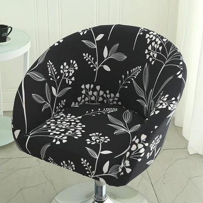Semi-Circular Print Elastic Bar Low Back Chair Cover Dustproof for Living Room Bedroom Restaurant Hotel Furniture Accessories