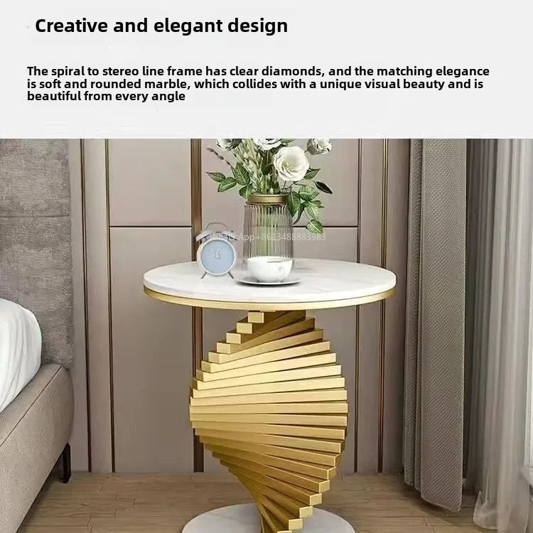 Style Light Luxury Marble Side Table Living Room  Sofa Corner  Creativity Balcony Small   Internet Celebrity Bedside Round