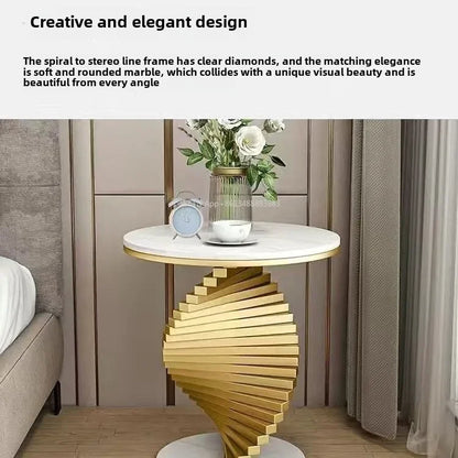 Style Light Luxury Marble Side Table Living Room  Sofa Corner  Creativity Balcony Small   Internet Celebrity Bedside Round