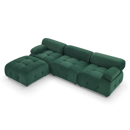 Modular Sectional Sofa Button Tufted Designed and DIY Combination L Shaped Couch with Reversible Ottoman Green Velvet