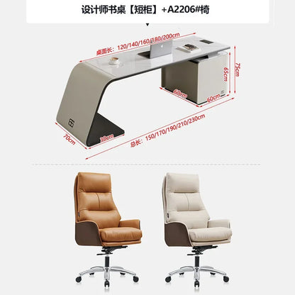 High end light luxury stone table, high-end office desk and chair combination, home L-shaped computer, high-end medical beauty