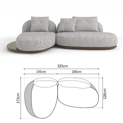 Living Room Coffee Table Designer Creative Three-person Log Style Furniture Modern Simple Modern Morocco Fabric Sectional Sofas