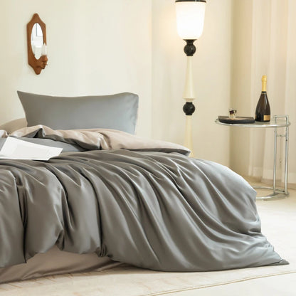 Luxury Bedding Set with Duvet Cover Silk Cotton Duvet Cover Bed Sheet Solid Color bedsheets full set 4 pcs Queen King Size