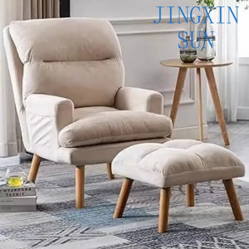 More Design Cheap Wholesale Modern Simple Velvet Comfortable Fabric Casual Reclining Wooden Lounge Living Room Chair