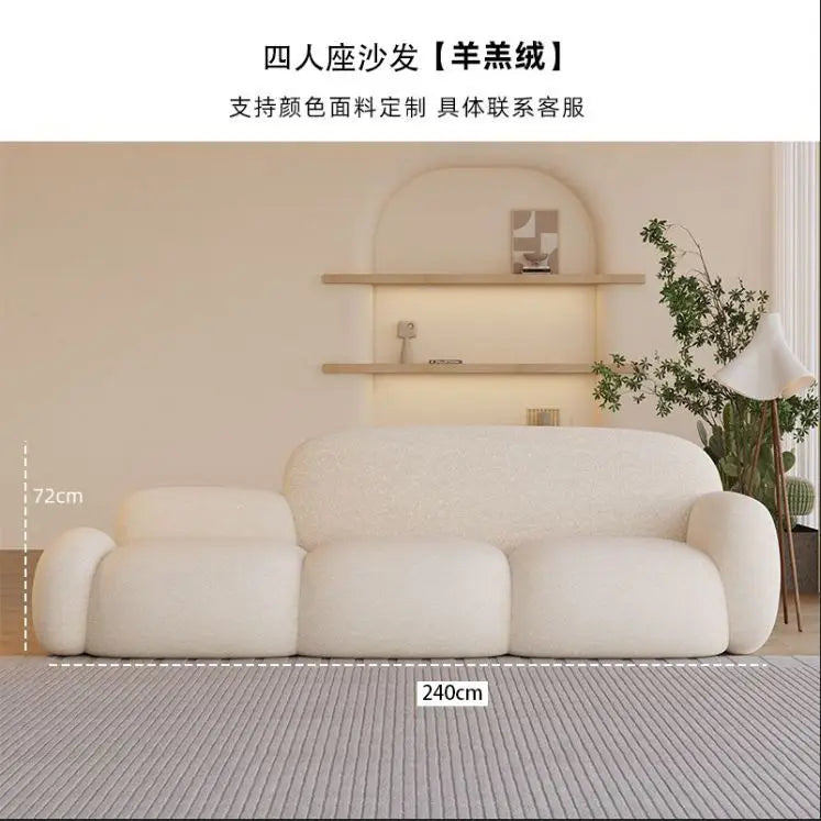 Simple living room, modern cream style, rental house, fabric sofa, straight row light luxury, bedroom sofa