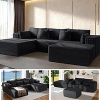 108" Cloud Sectional Couch, Comfort U Shaped Boneless Couch for Living Room, Extra Deep Seats No Assembly, Minimalist Modular