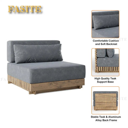 modern luxury extra deep conversation burma modular sectional teak patio outdoor furniture set