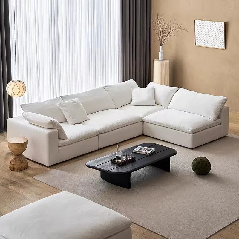 Modern Luxury White Down Feather Cloud Sofa Bed U Shape Modular Cloud Couch Sectional Sofa