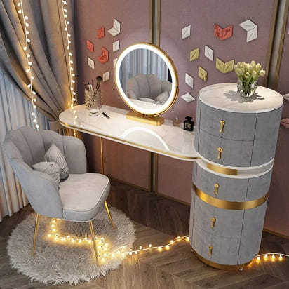 Bedroom Italian Light Luxury Dressing Table Wind Storage Cabinet One Small Apartment Makeup Dresser