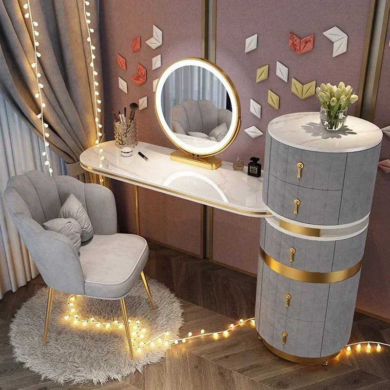 Bedroom Italian Light Luxury Dressing Table Wind Storage Cabinet One Small Apartment Makeup Dresser