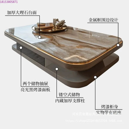 Light luxury modern coffee table microcrystalline stone high-end home high-end new living room villa marble lengthening