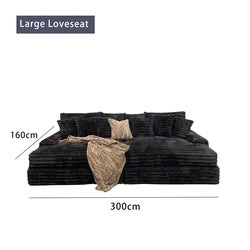 custom.ATUNUS American Thick Striped Corduroy Plush Sectional Sofa Couch Set Compression Black Brown White Living Room S