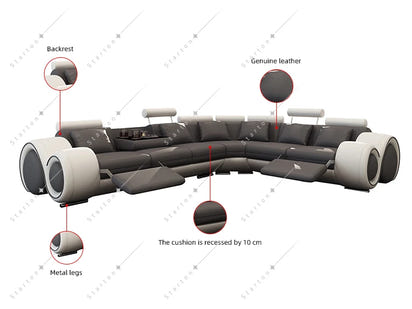 New Living Room Luxury Modern Couch Genuine Real Recliner Leather Sofa Set Indoor Sectional Furniture Leather Sofa