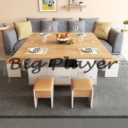 Creative Folding Dining Table Dual-Use Small Apartment Simple Unique Living Room Retractable Lifting Coffee Table Furniture